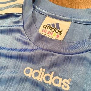 1990's vintage adidas sport blue shirt/jersey size L